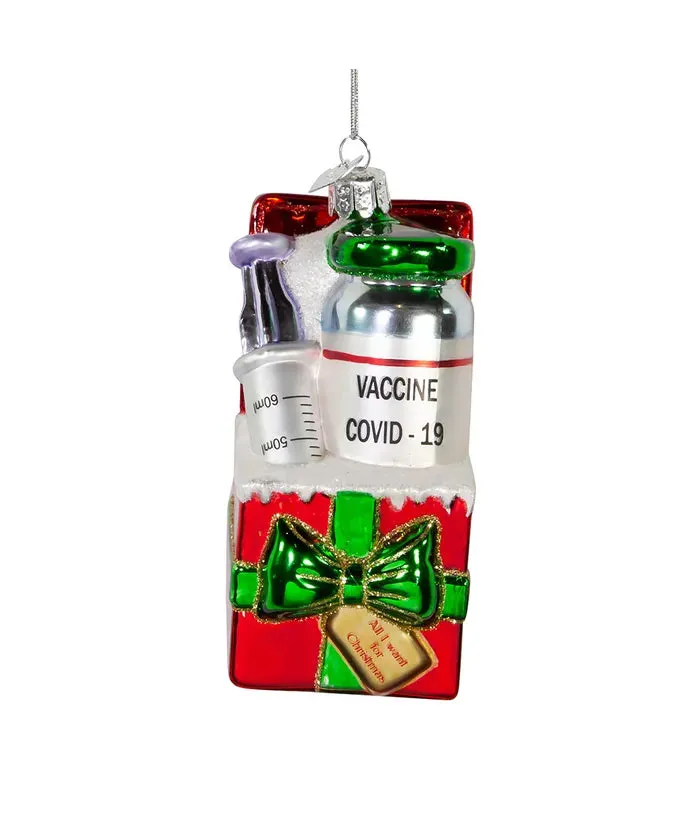 4.25" Nobel Gems Glass Covid Vaccine Ornament