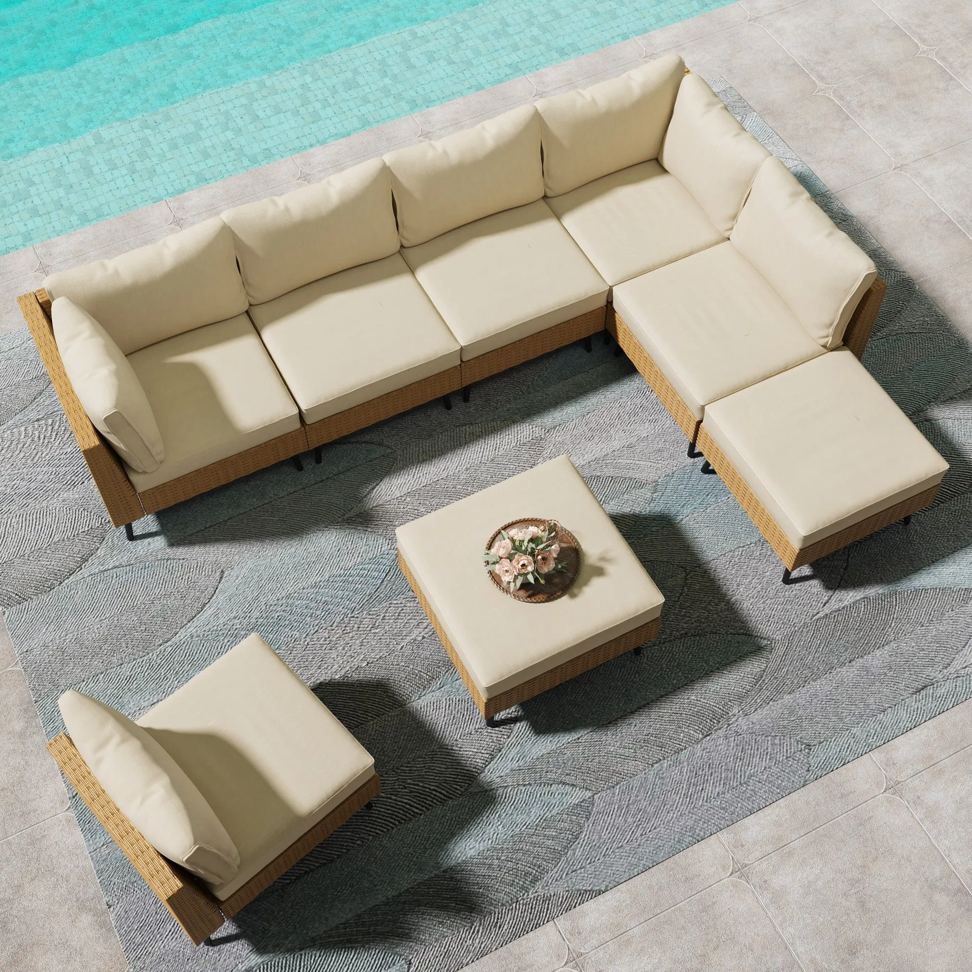 8-piece Wicker Sectional Sofa