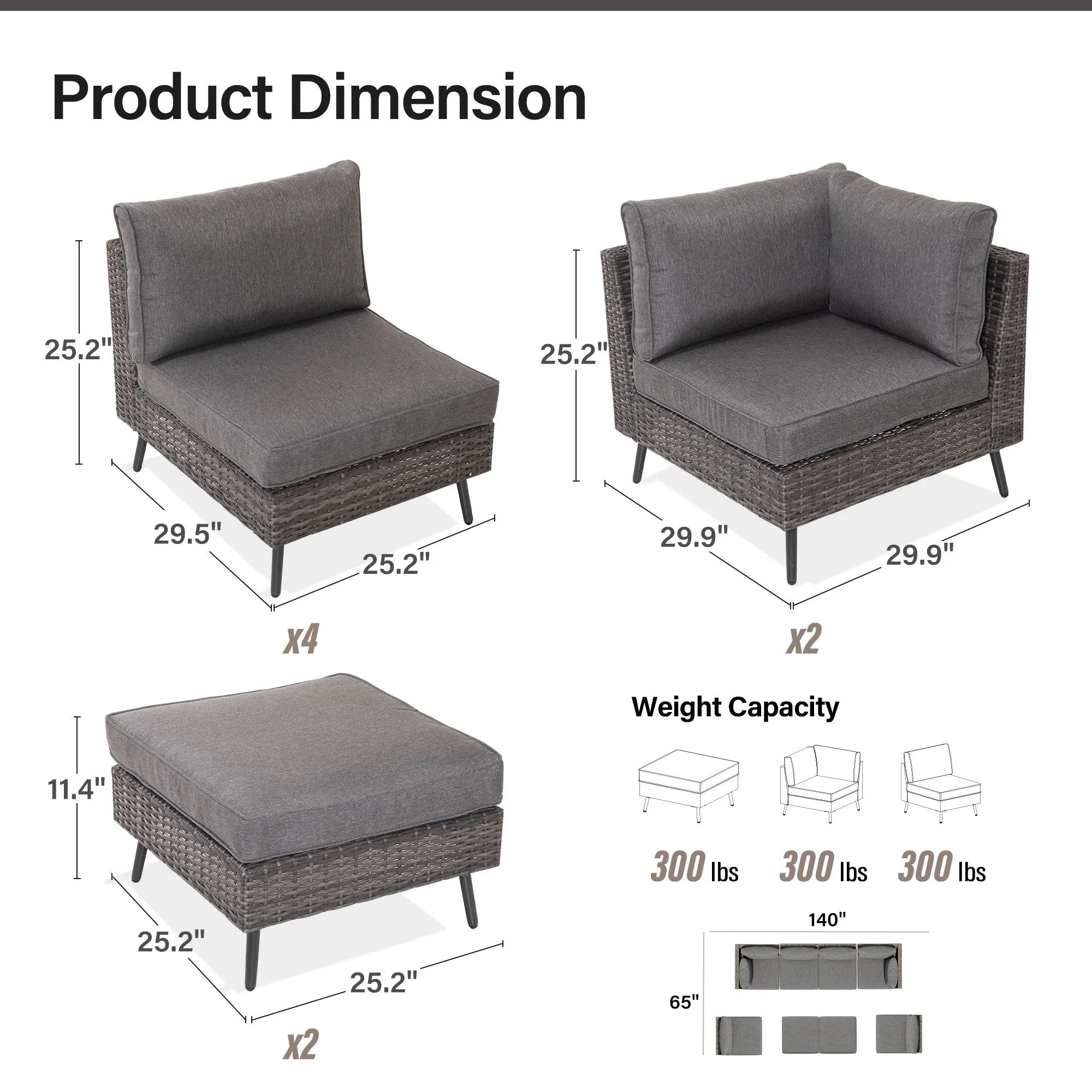 8-piece Wicker Sectional Sofa