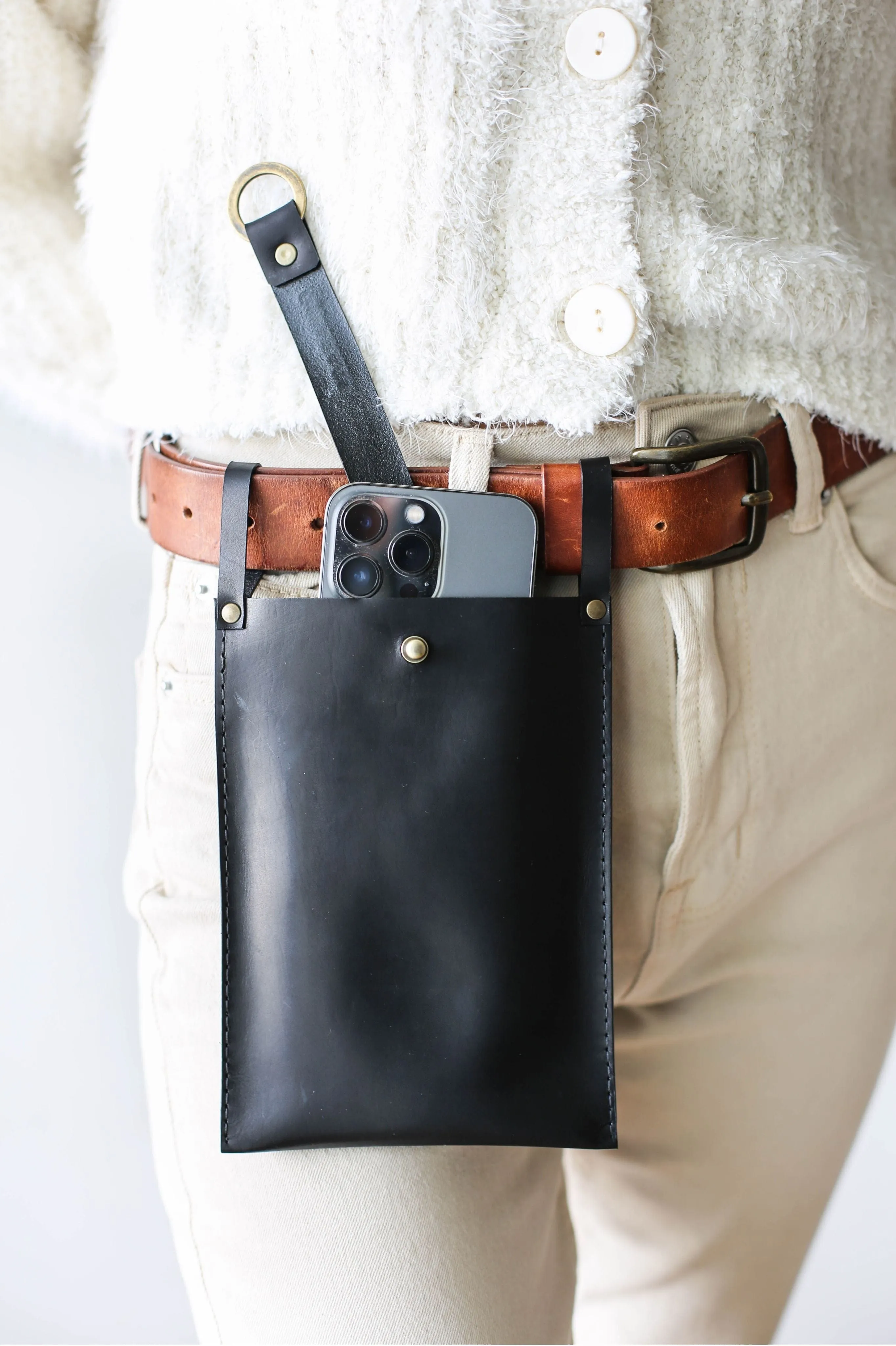 Black Leather Phone Bag