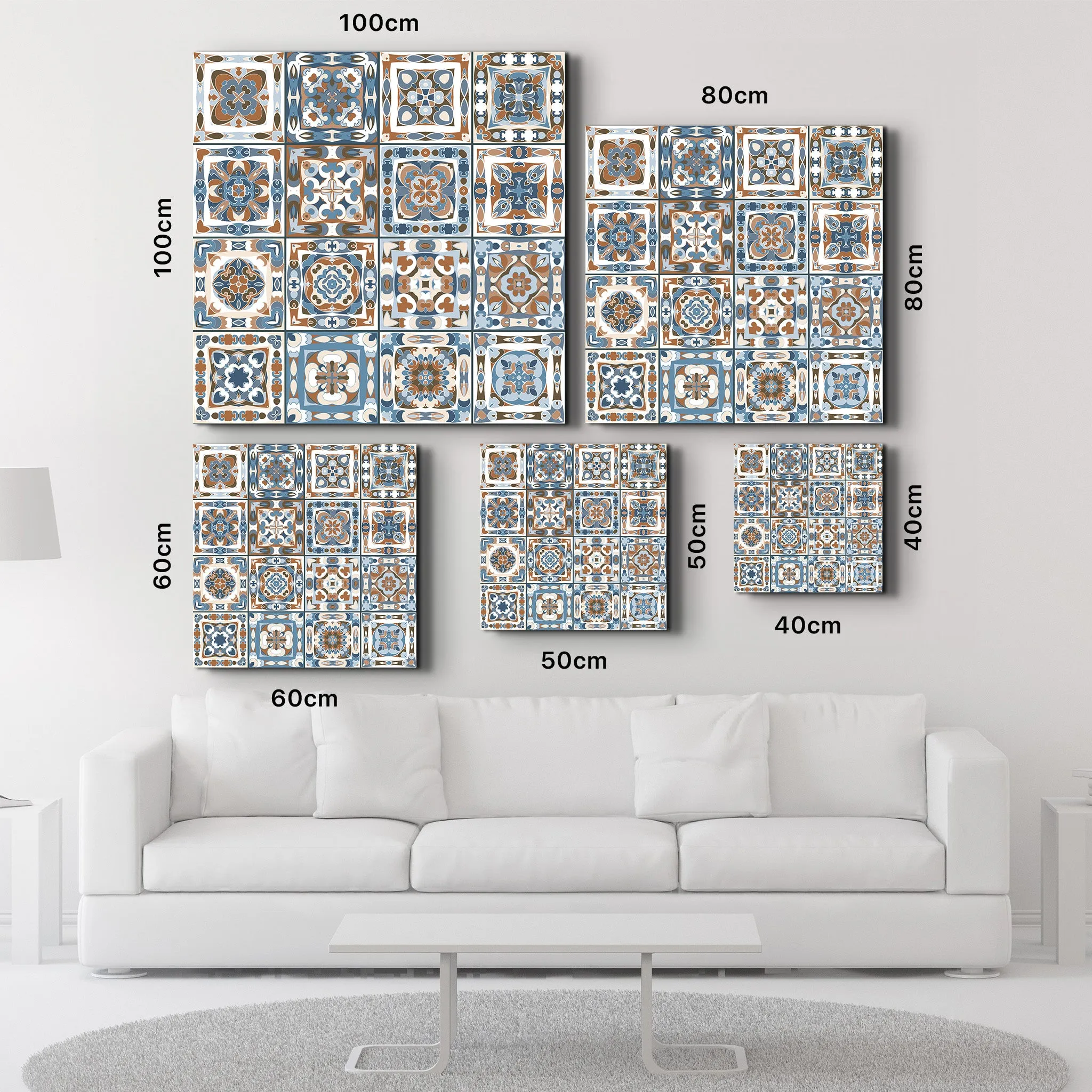 Brown-Blue Italian Ceramic Tiles Collection | Glass Wall Art