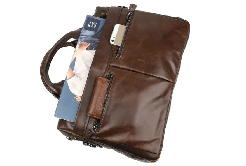 Brown Leather Crossbody Laptop Bag