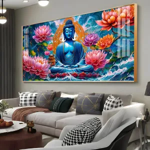 Buddha With Flower Premium Acrylic Horizontal Wall Art