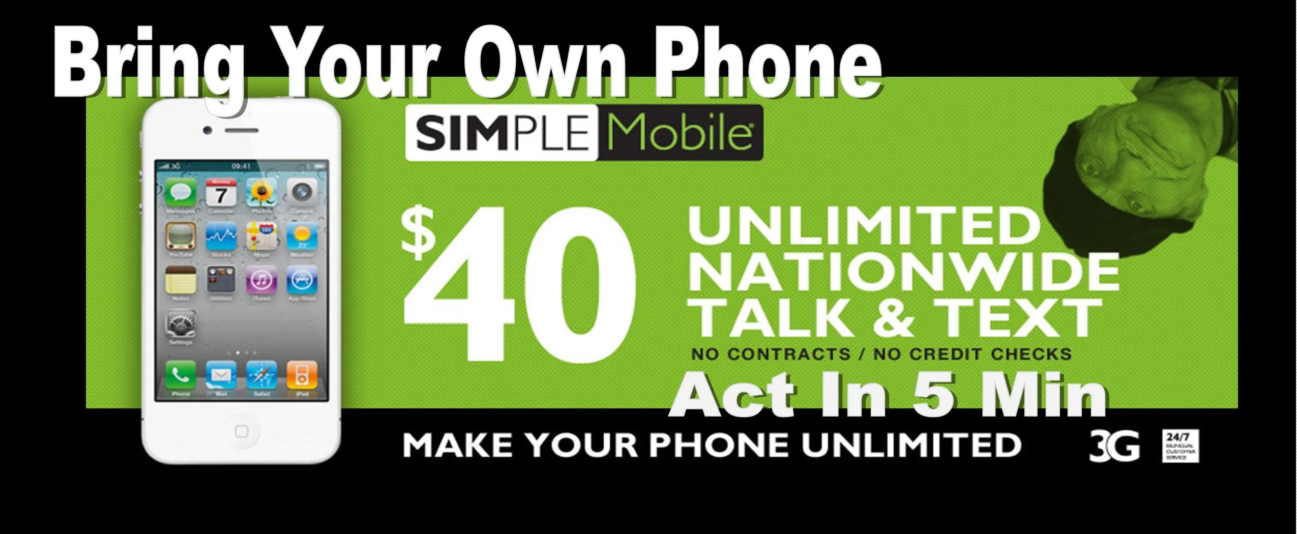 BYOP = Simple Mobile $90/ 3 month Unlimited Talk, Text, Int'l Text & 10 gb Data   Intl Talk   Sim Card  New Number