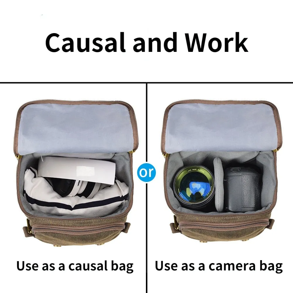 CADeN DSLR Camera Bag Causual Water-resistant Canvas Camera Sling Bag for Canon Nikon Sony Shockproof Lens Case for Photography