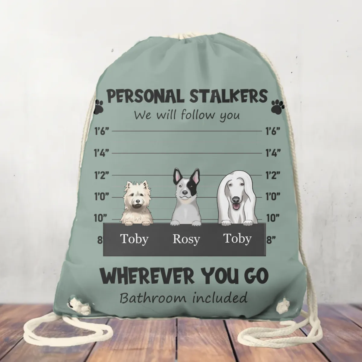 Canvas Drawstring Bag, Cat's Personal Stalker