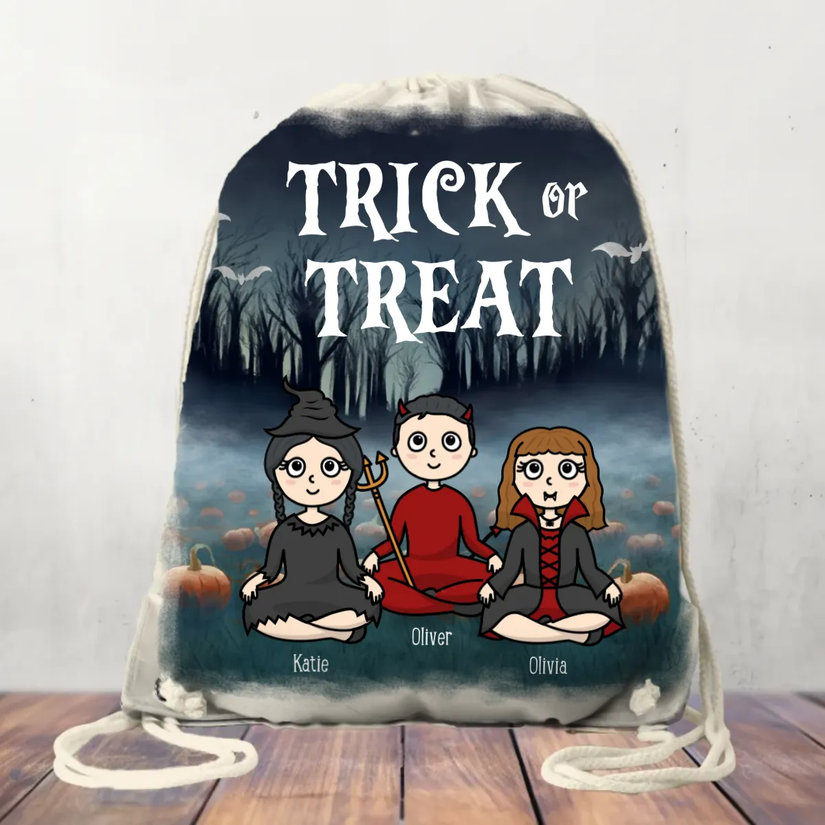 Canvas Drawstring Bag Halloween Trick or Treat