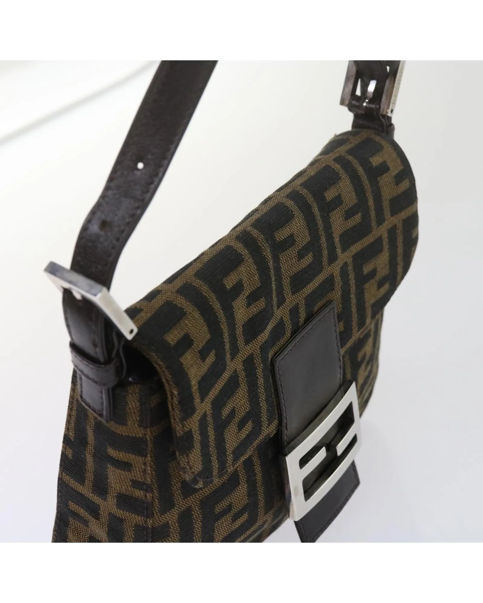 Canvas Shoulder Bag with Signature Design Accents