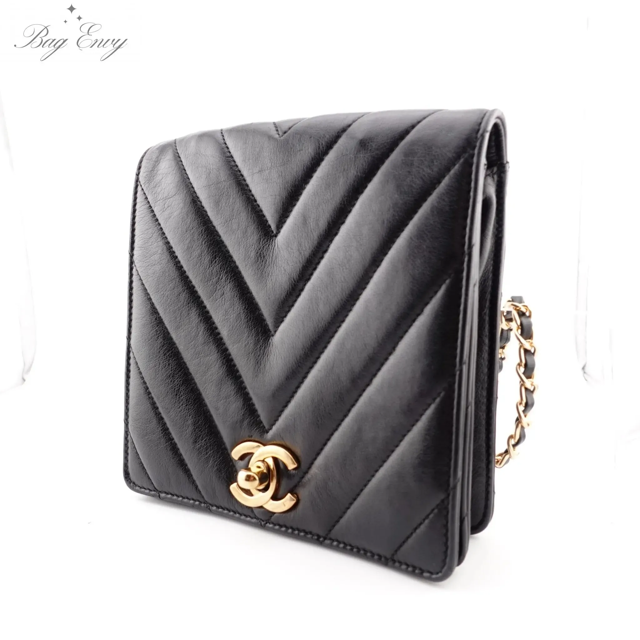 CHANEL Lambskin Chevron Belt Bag with Added Adjustable Chain