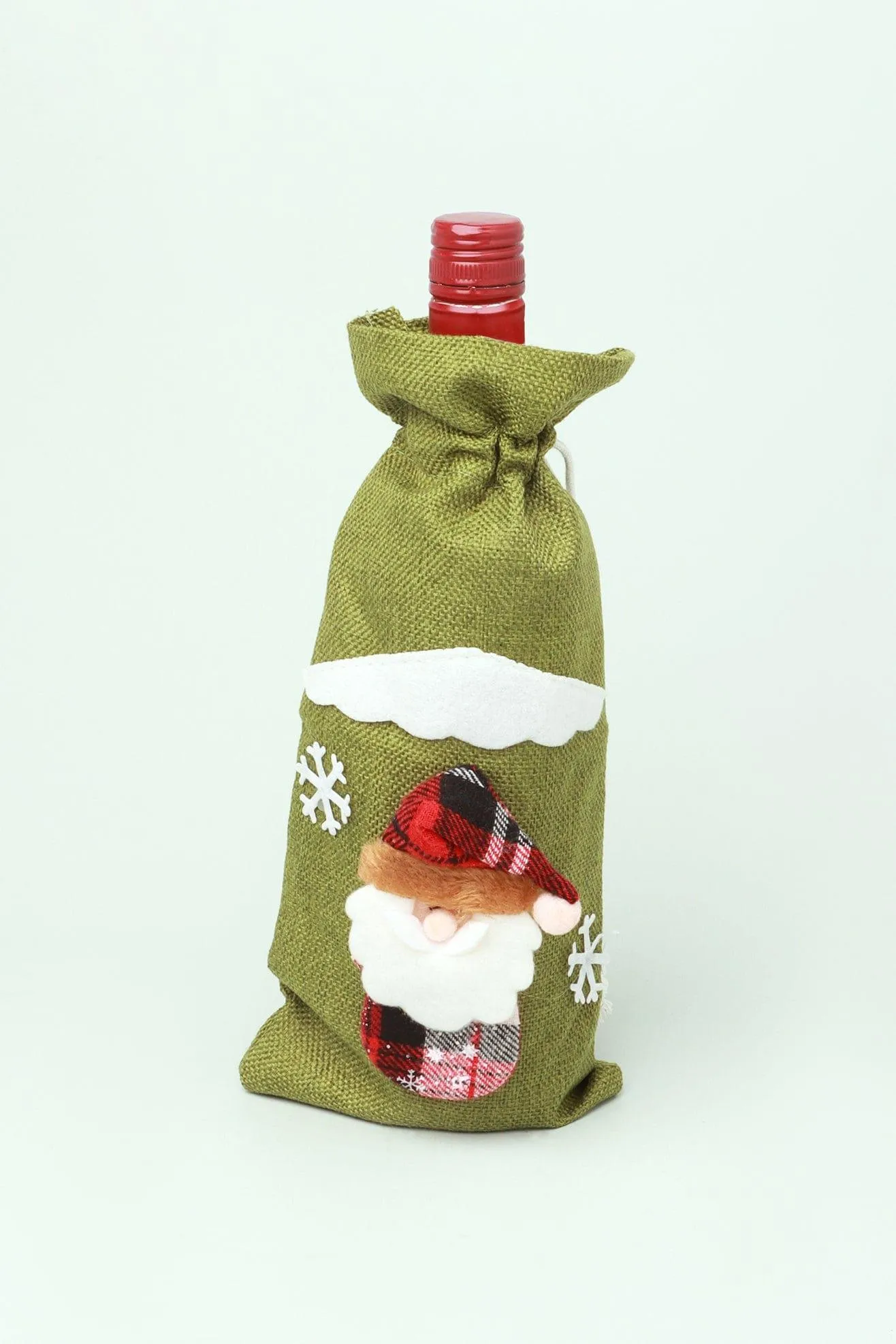 Christmas Santa Green Wine Alcohol Bottle Xmas Gift Cover Bag