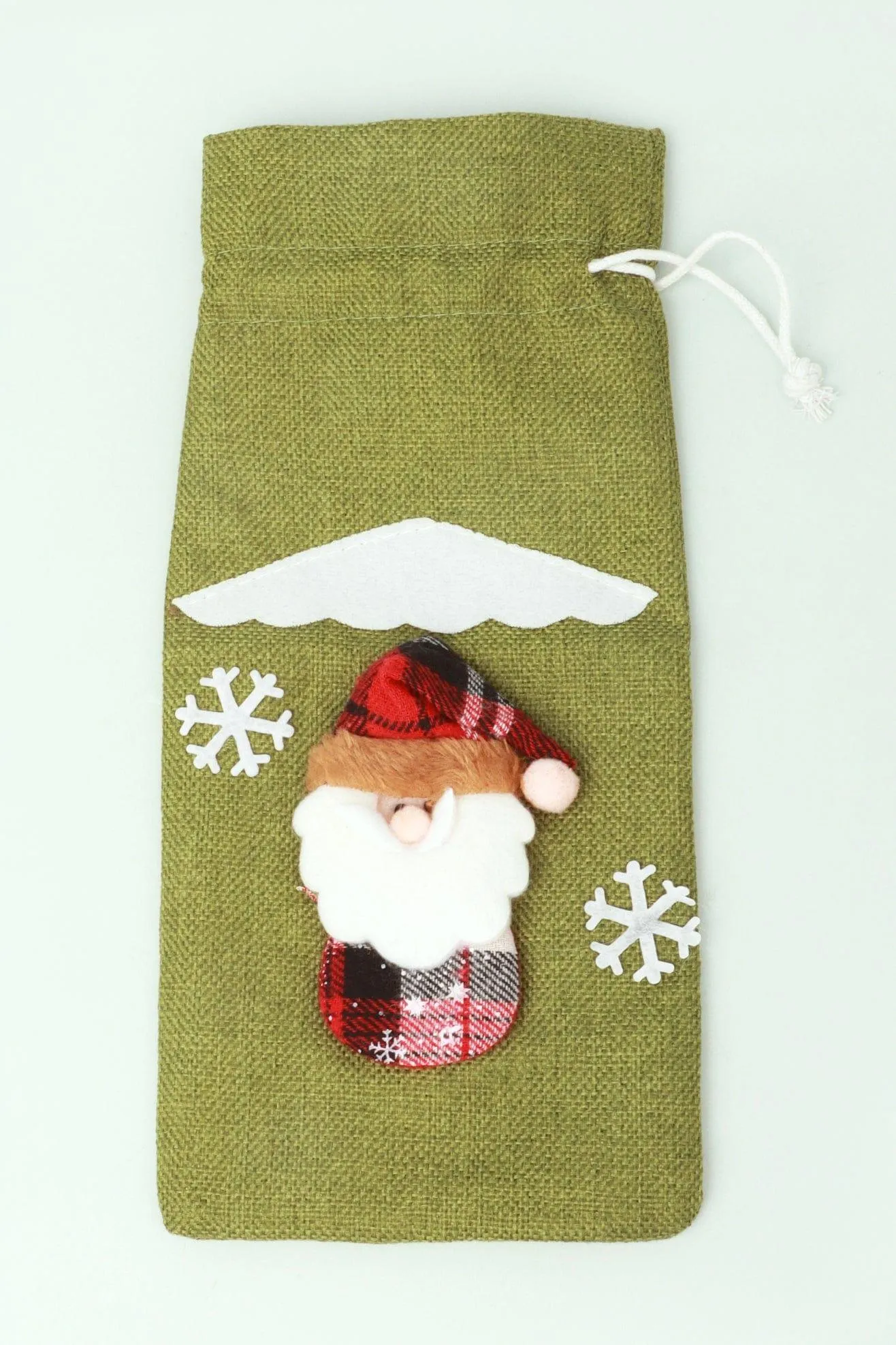 Christmas Santa Green Wine Alcohol Bottle Xmas Gift Cover Bag