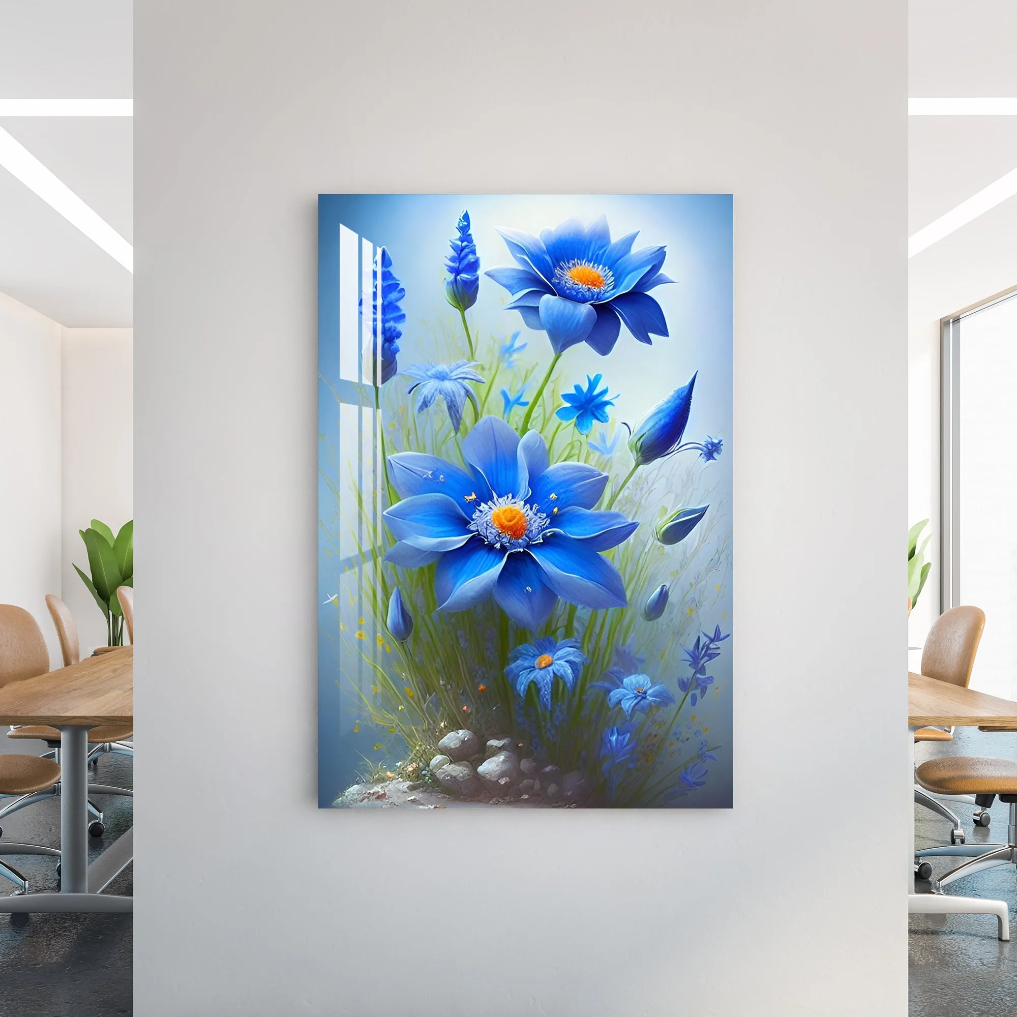 Cosmos Blue Flower Acrylic Wall Art