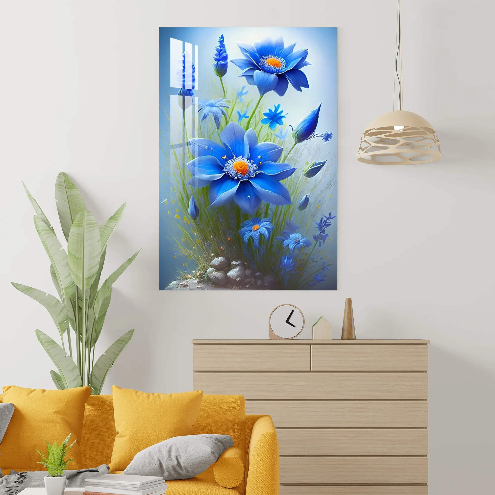 Cosmos Blue Flower Acrylic Wall Art