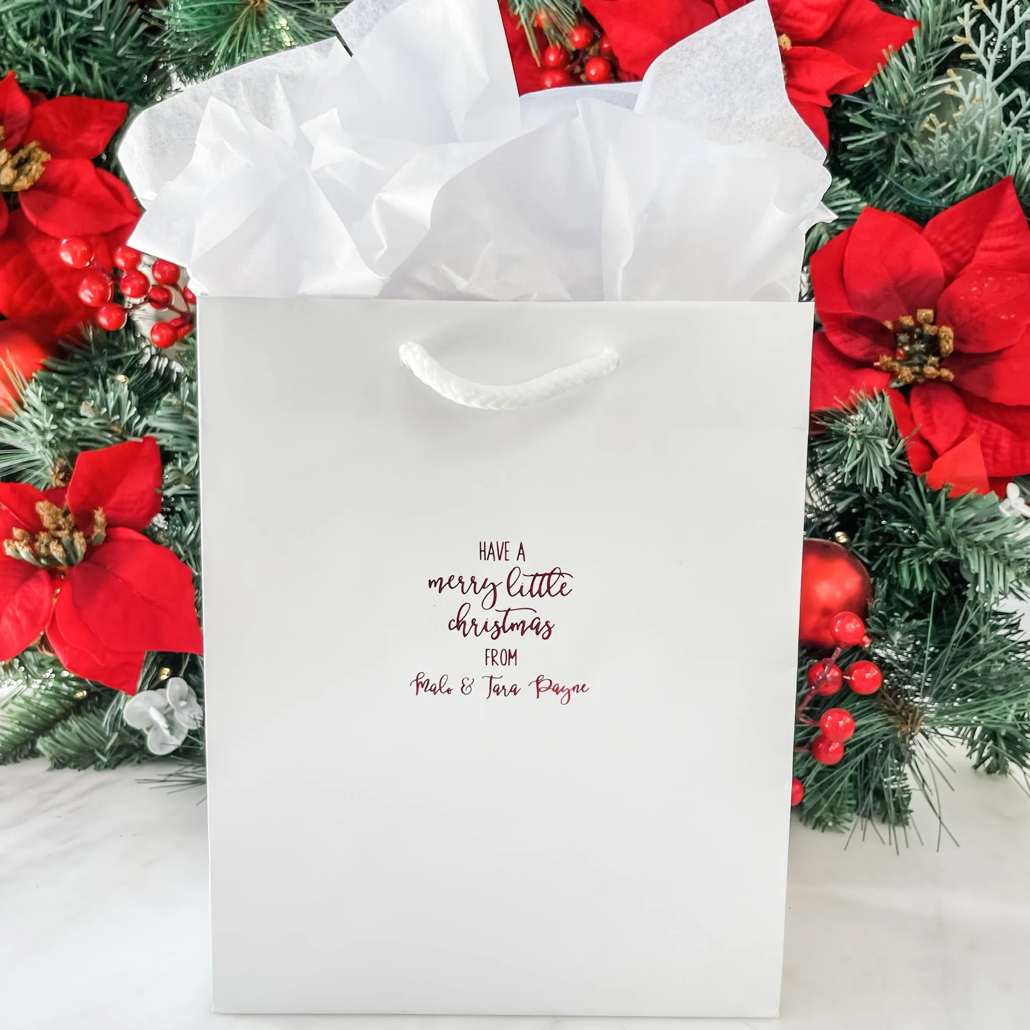 Custom Designed White Holiday Gift Bags