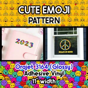 Cute Emoji Orajet 3164 Patterned Adhesive Vinyl (11" x 12")