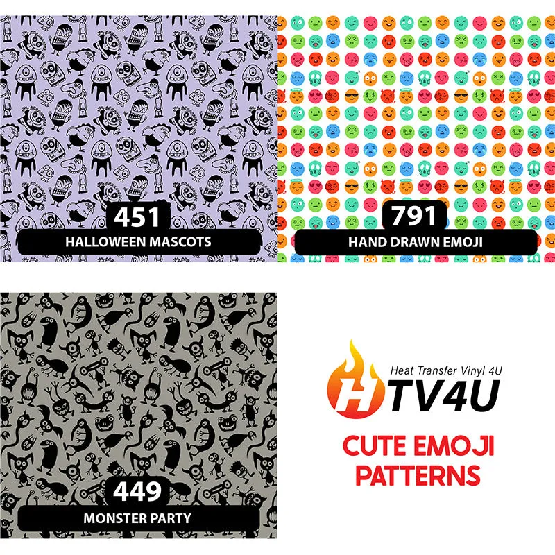 Cute Emoji Orajet 3164 Patterned Adhesive Vinyl (11" x 12")