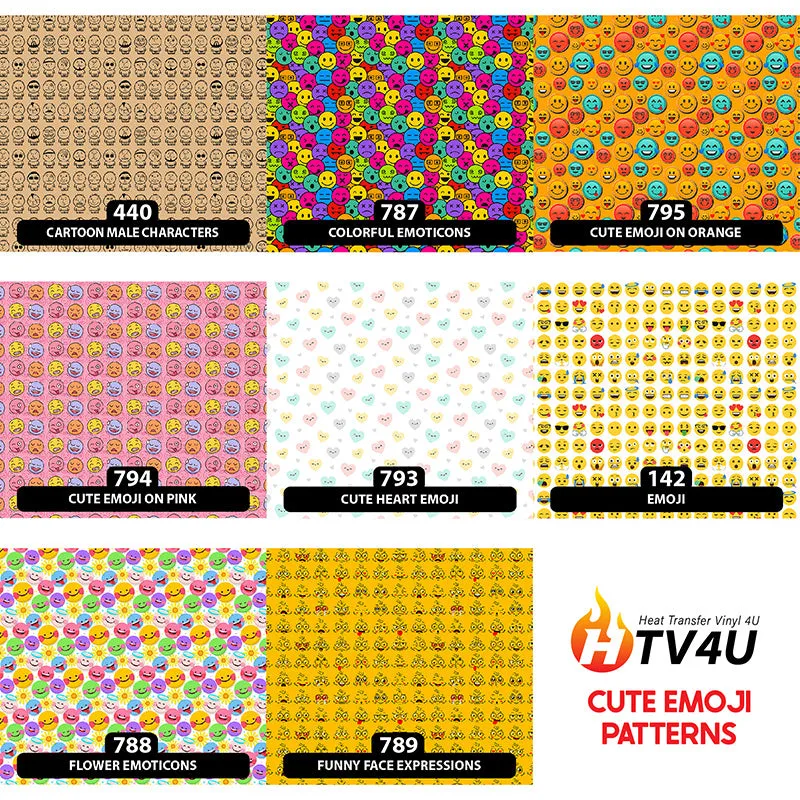 Cute Emoji Orajet 3164 Patterned Adhesive Vinyl (11" x 12")