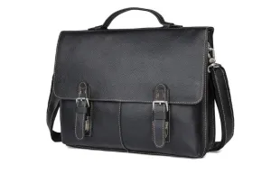 Designer Black Leather Laptop Bag Briefcase