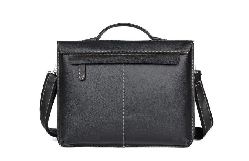 Designer Black Leather Laptop Bag Briefcase