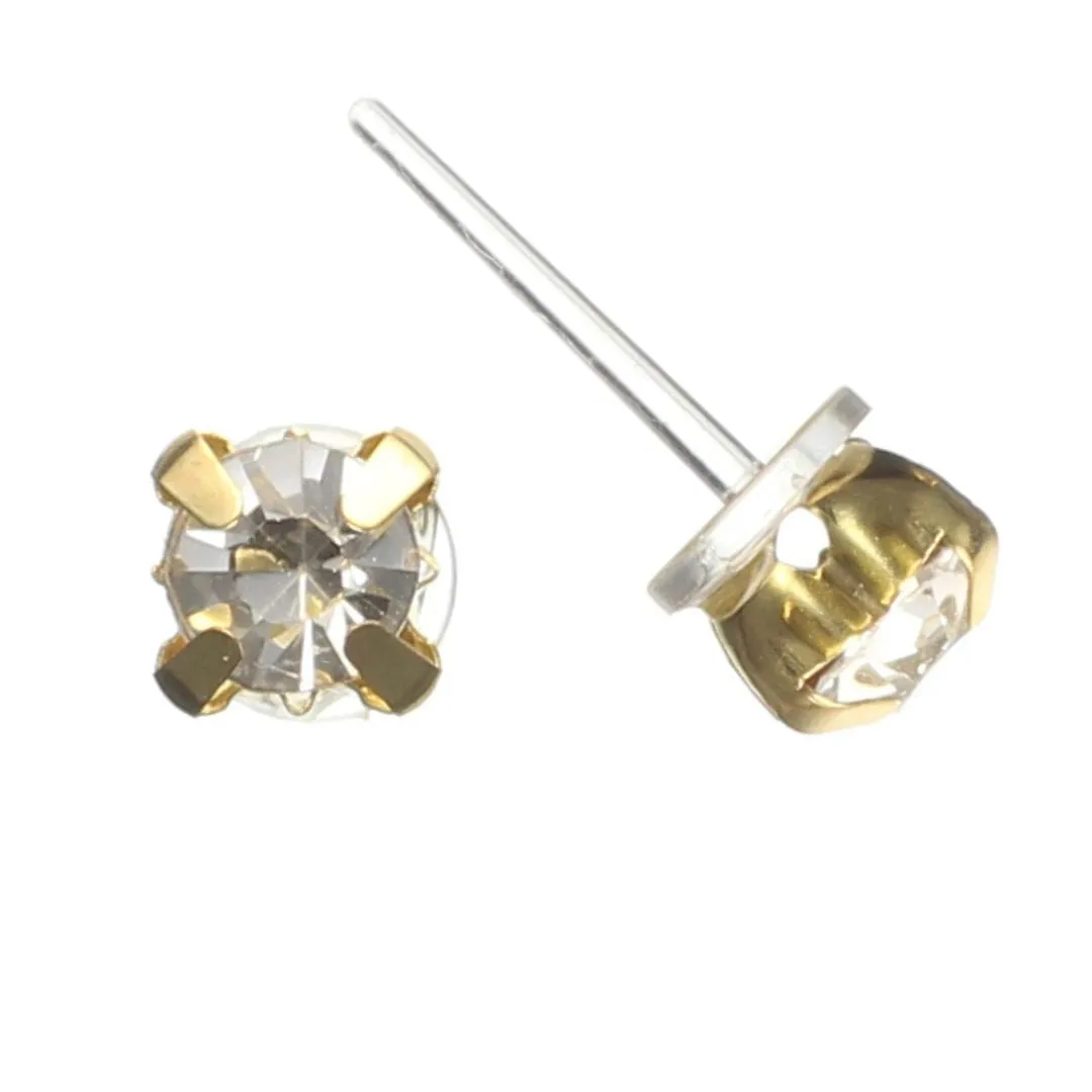 Faux Diamond Studs Hypoallergenic Earrings for Sensitive Ears Made with Plastic Posts