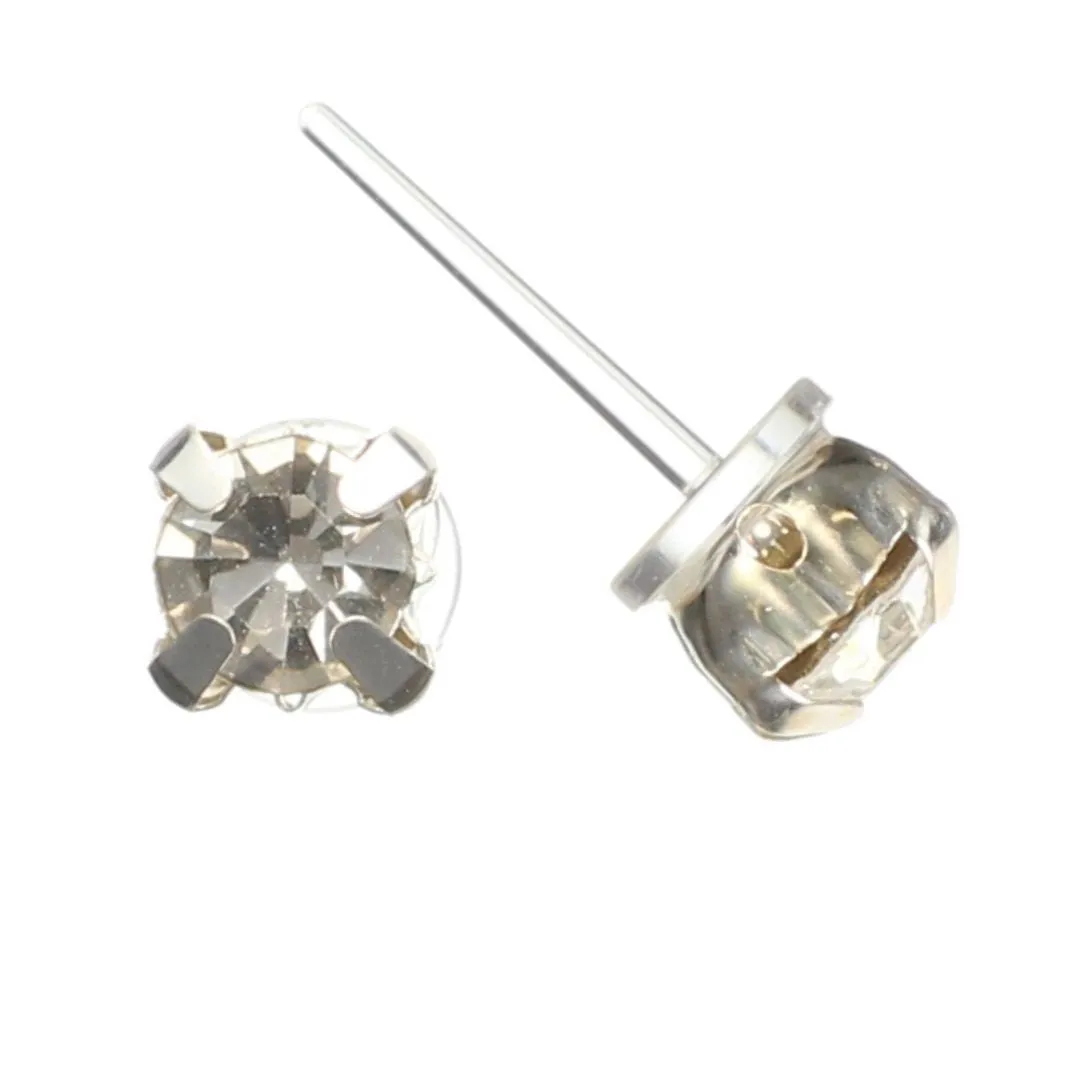 Faux Diamond Studs Hypoallergenic Earrings for Sensitive Ears Made with Plastic Posts