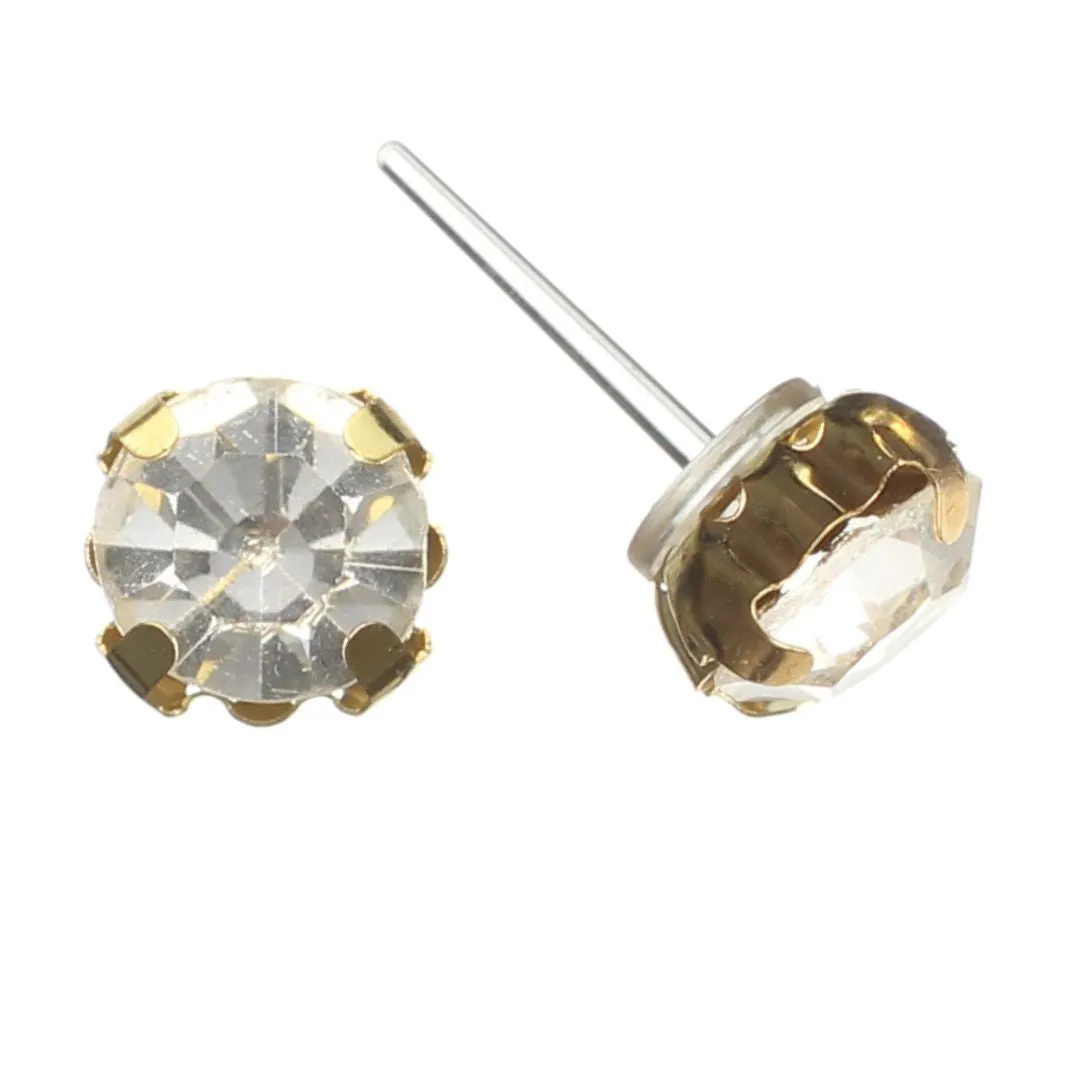 Faux Diamond Studs Hypoallergenic Earrings for Sensitive Ears Made with Plastic Posts