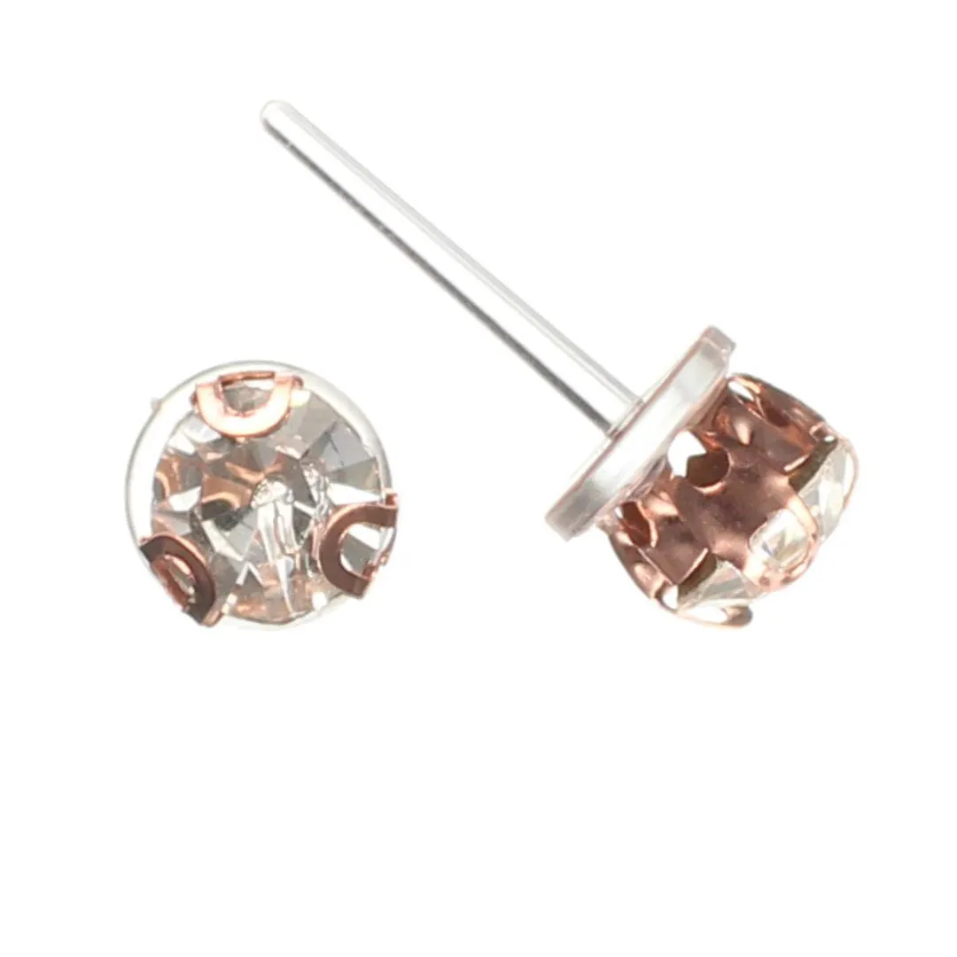 Faux Diamond Studs Hypoallergenic Earrings for Sensitive Ears Made with Plastic Posts