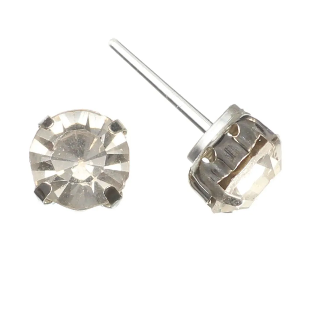 Faux Diamond Studs Hypoallergenic Earrings for Sensitive Ears Made with Plastic Posts