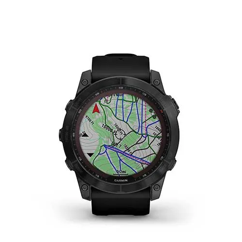 fēnix 7X Sapphire - Black Titanium with Black Silicone Band