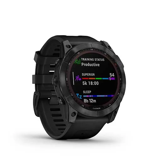 fēnix 7X Sapphire - Black Titanium with Black Silicone Band