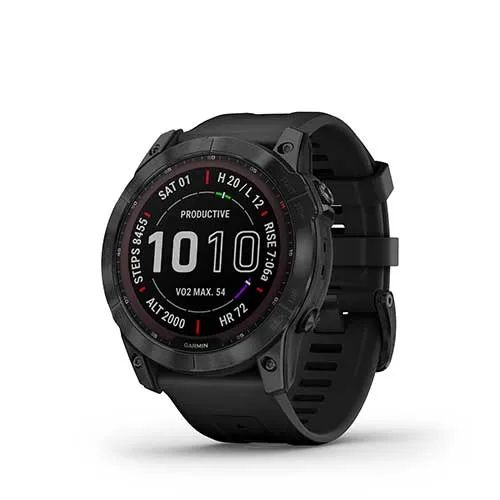 fēnix 7X Sapphire - Black Titanium with Black Silicone Band