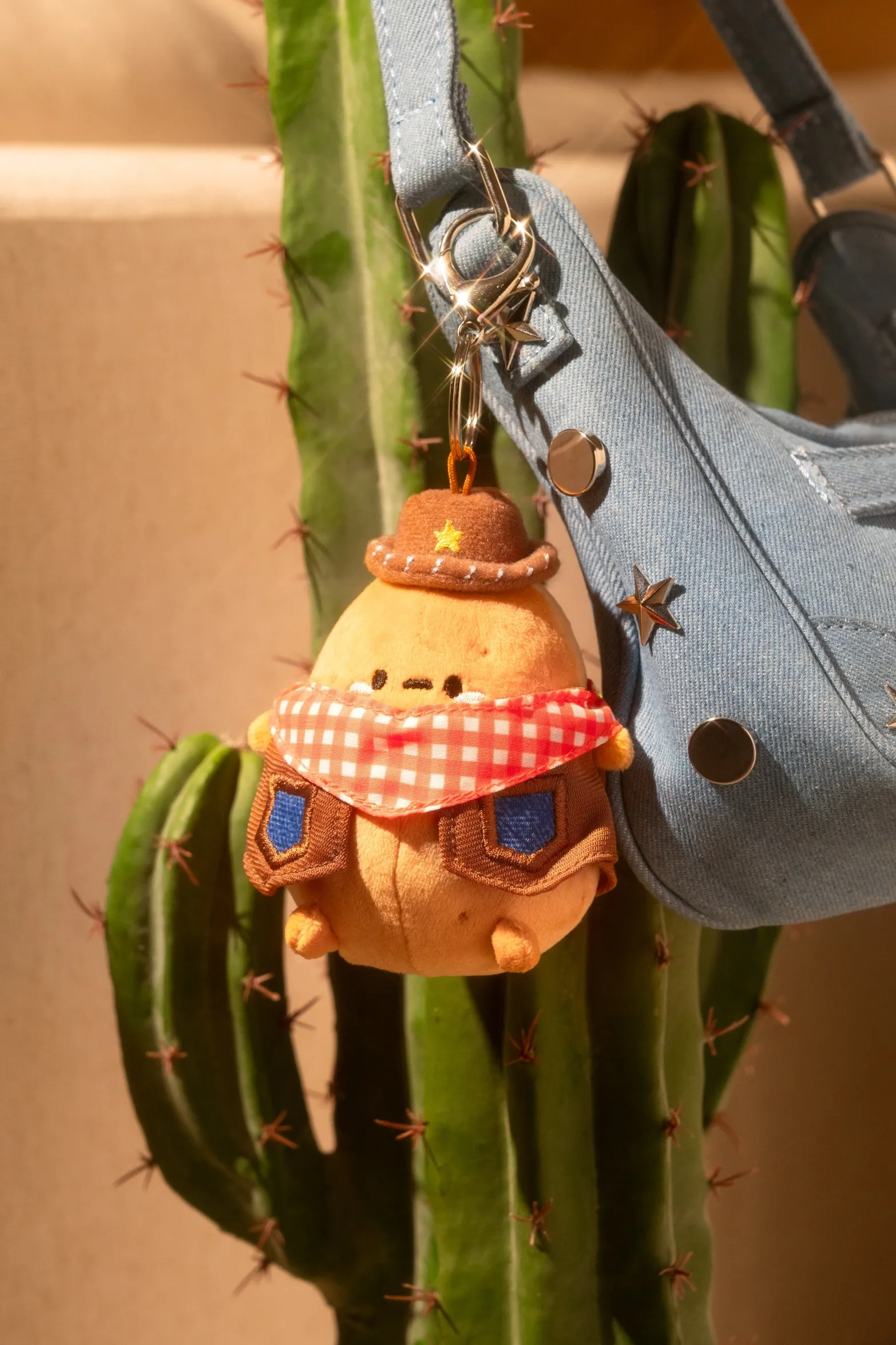 Gingham Cowboy Tayto Potato Bag Charm