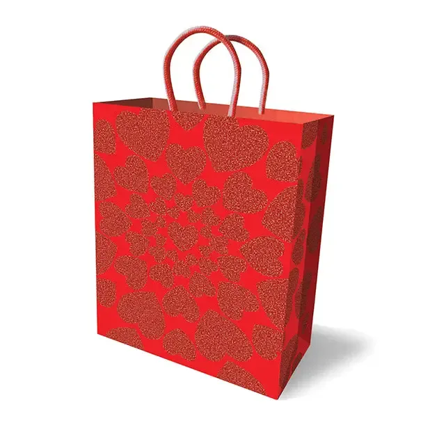 Glitter Hearts Holiday Gift Bag