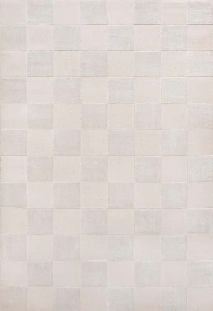 Hand Modern Geometric Checkerboard High-Low Area Rug