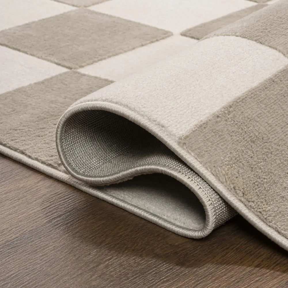 Hand Modern Geometric Checkerboard High-Low Area Rug