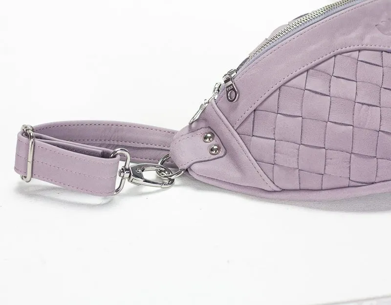 Haris fanny pack - Mauve handwoven leather