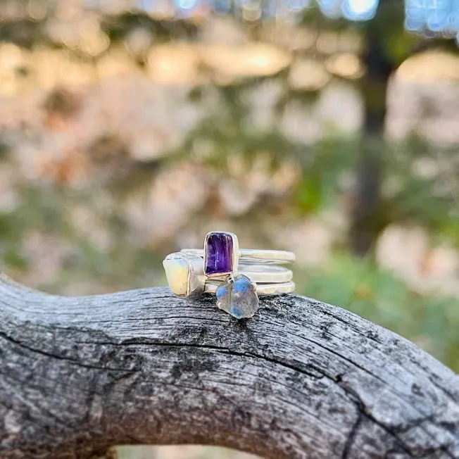 Hiouchi Sterling Silver Stone Stacker Ring | Amethyst