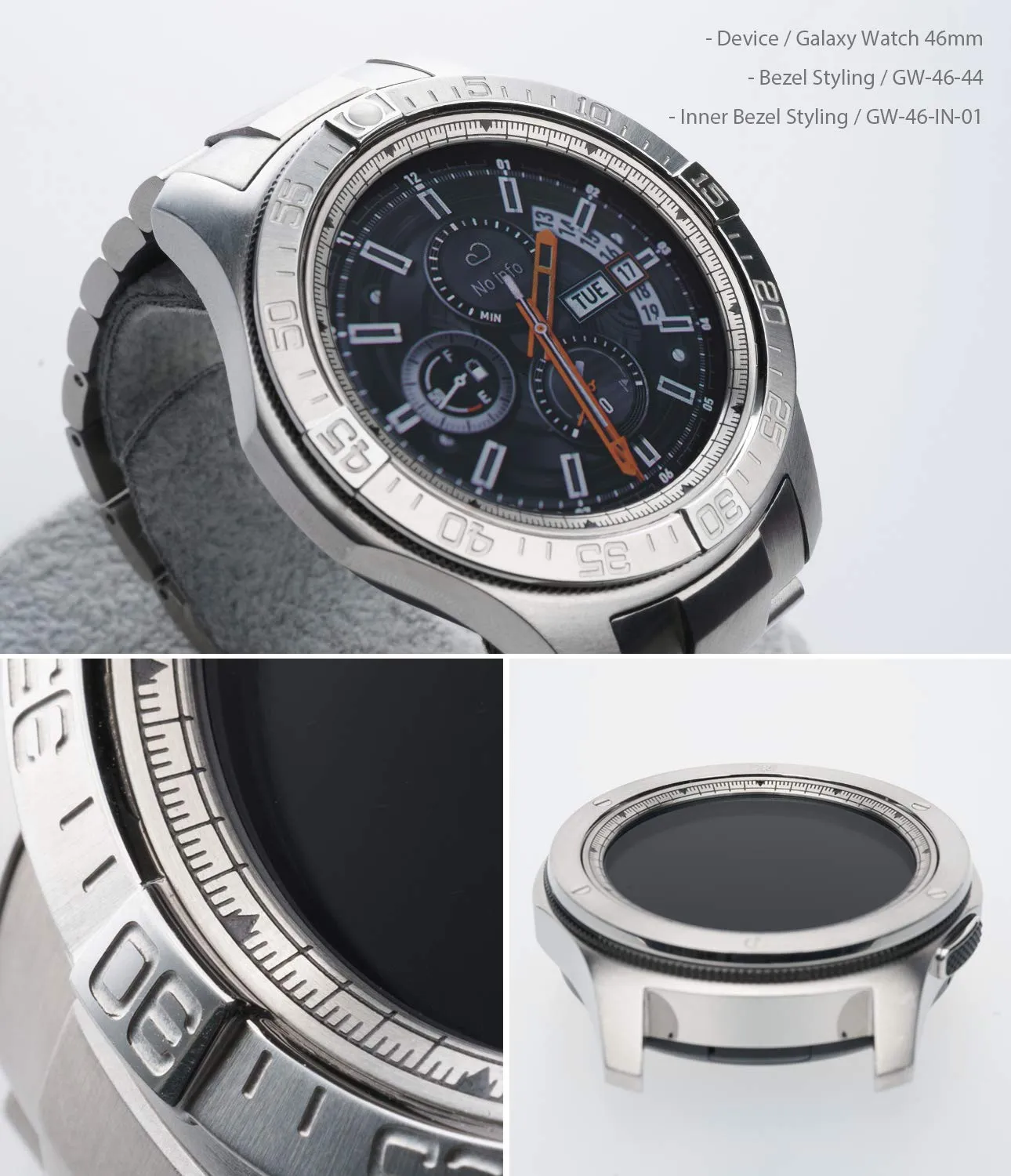 Inner Bezel Styling for Galaxy Watch 46mm, Galaxy Gear S3 Frontier -  GW-46-IN-01   [Stainless Steel]