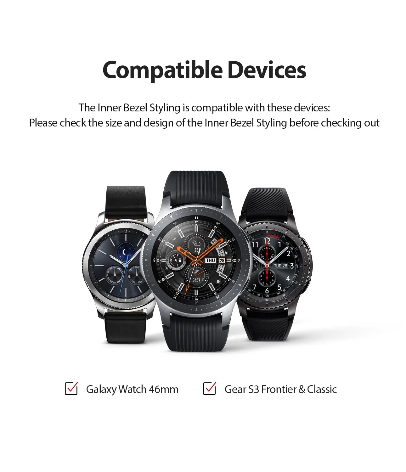 Inner Bezel Styling for Galaxy Watch 46mm, Galaxy Gear S3 Frontier -  GW-46-IN-01   [Stainless Steel]