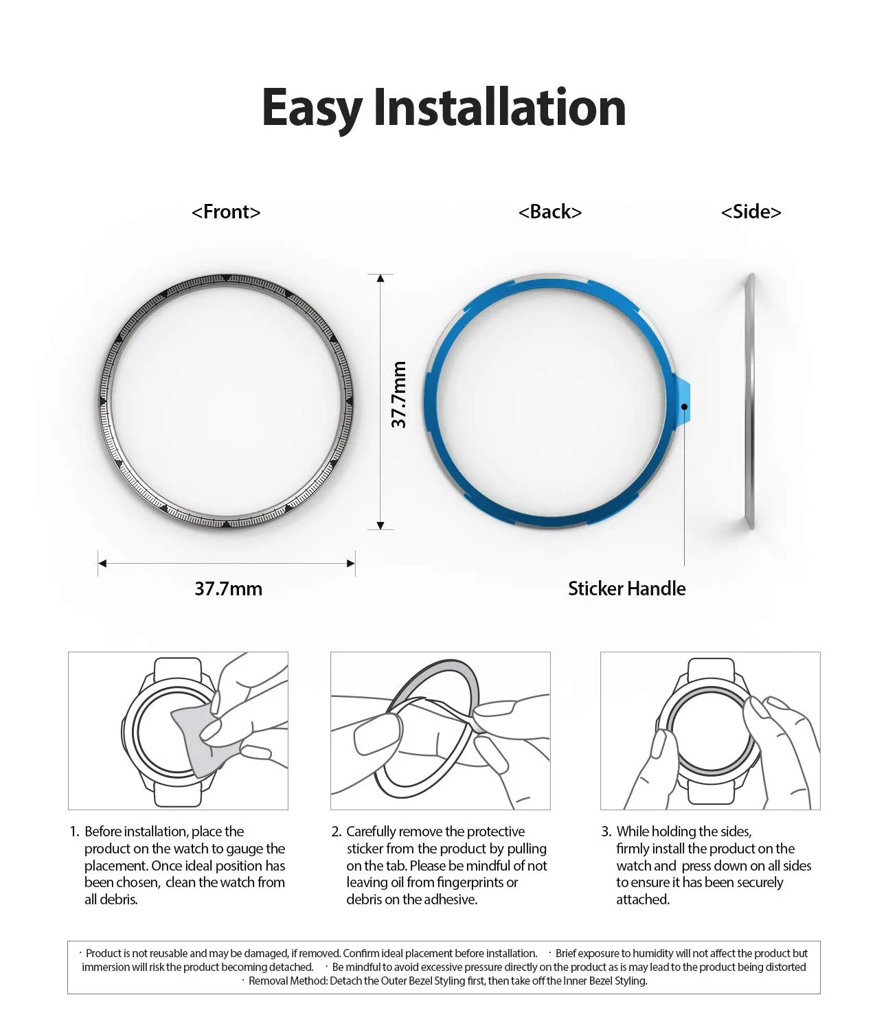 Inner Bezel Styling for Galaxy Watch 46mm, Galaxy Gear S3 Frontier -  GW-46-IN-01   [Stainless Steel]