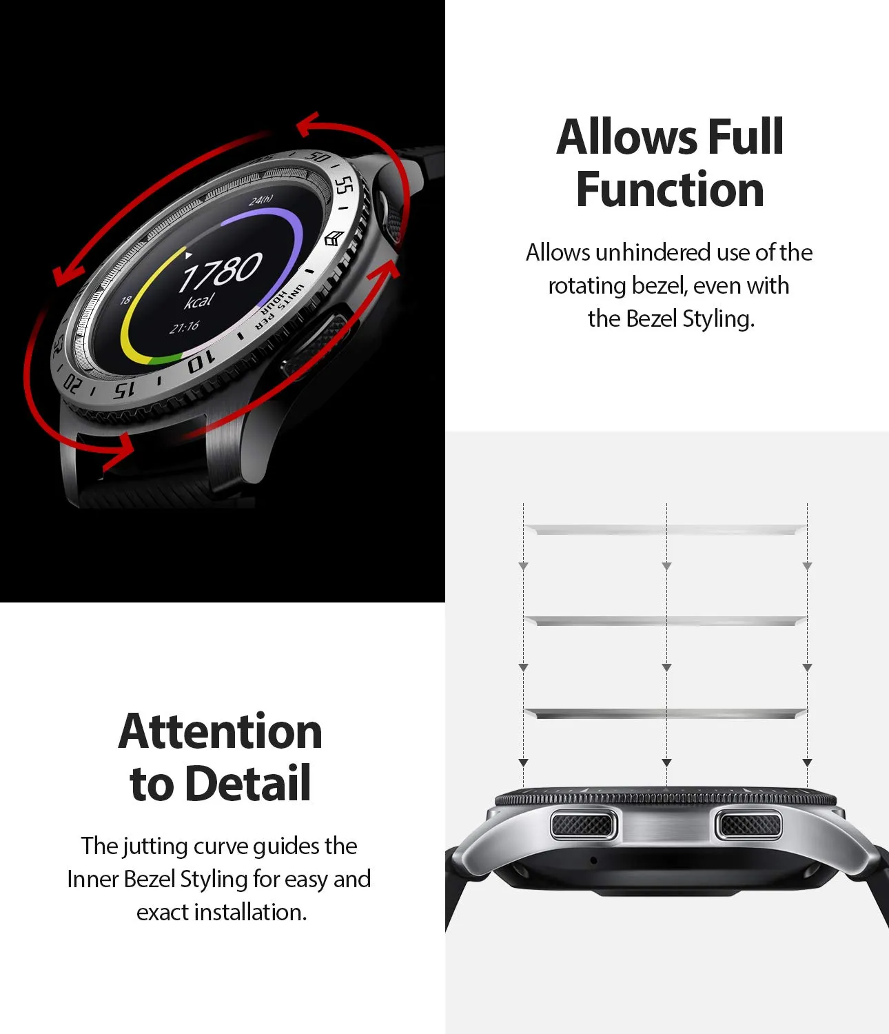 Inner Bezel Styling for Galaxy Watch 46mm, Galaxy Gear S3 Frontier -  GW-46-IN-01   [Stainless Steel]