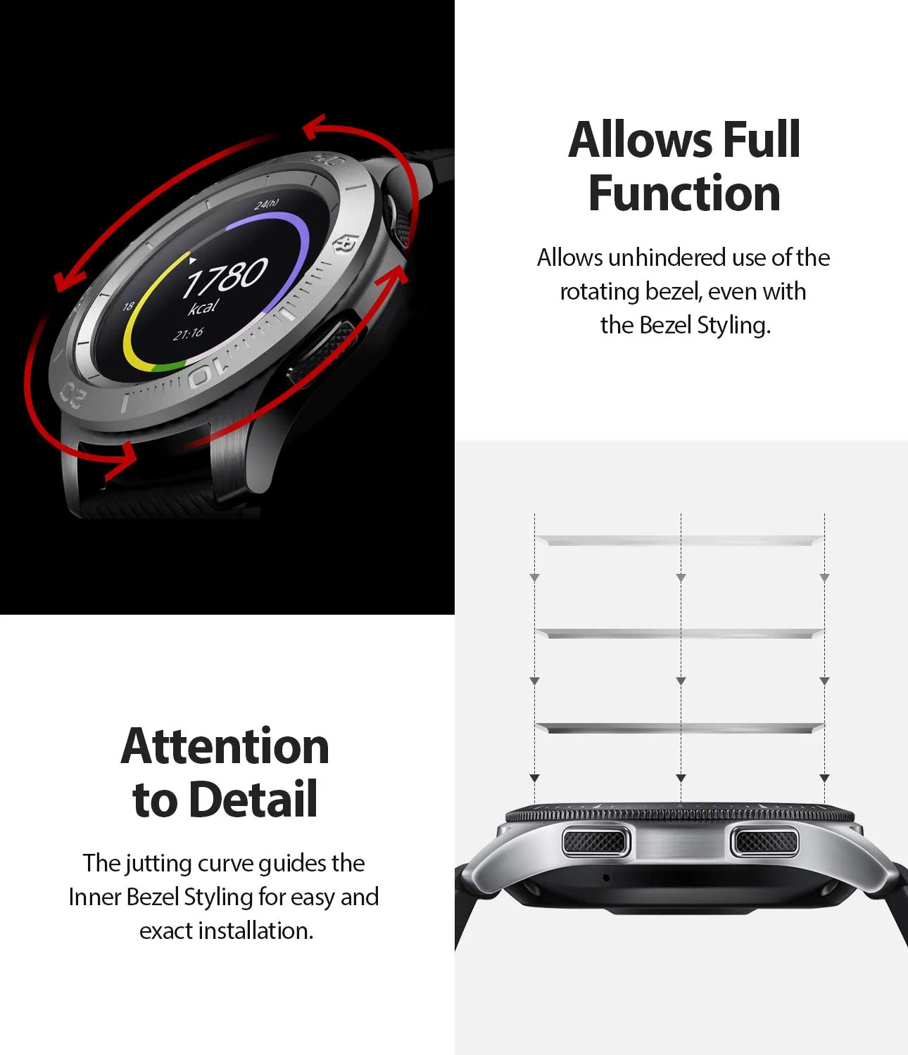 Inner Bezel Styling for Galaxy Watch 46mm, Galaxy Gear S3 Frontier - GW-46-IN-03   [Stainless Steel]