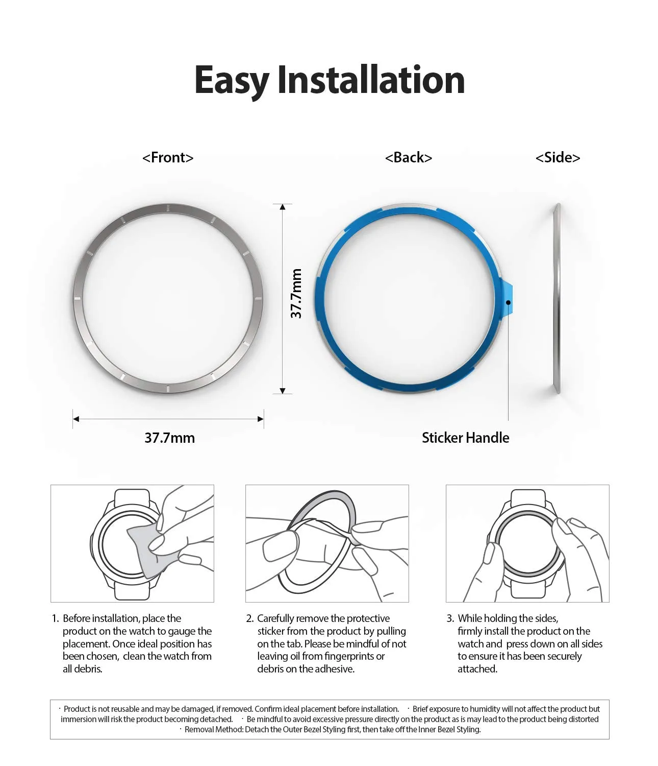 Inner Bezel Styling for Galaxy Watch 46mm, Galaxy Gear S3 Frontier - GW-46-IN-03   [Stainless Steel]