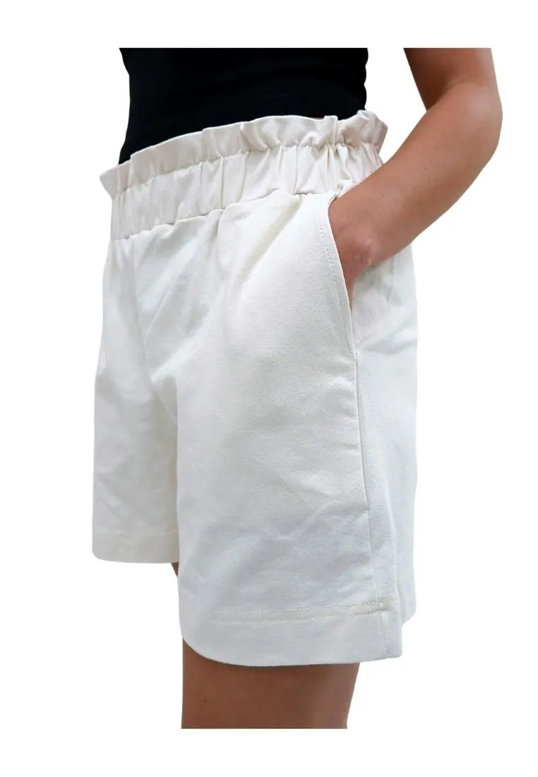 Landmark Hi-Waist Paper Bag Shorts for Girls teens - Cream