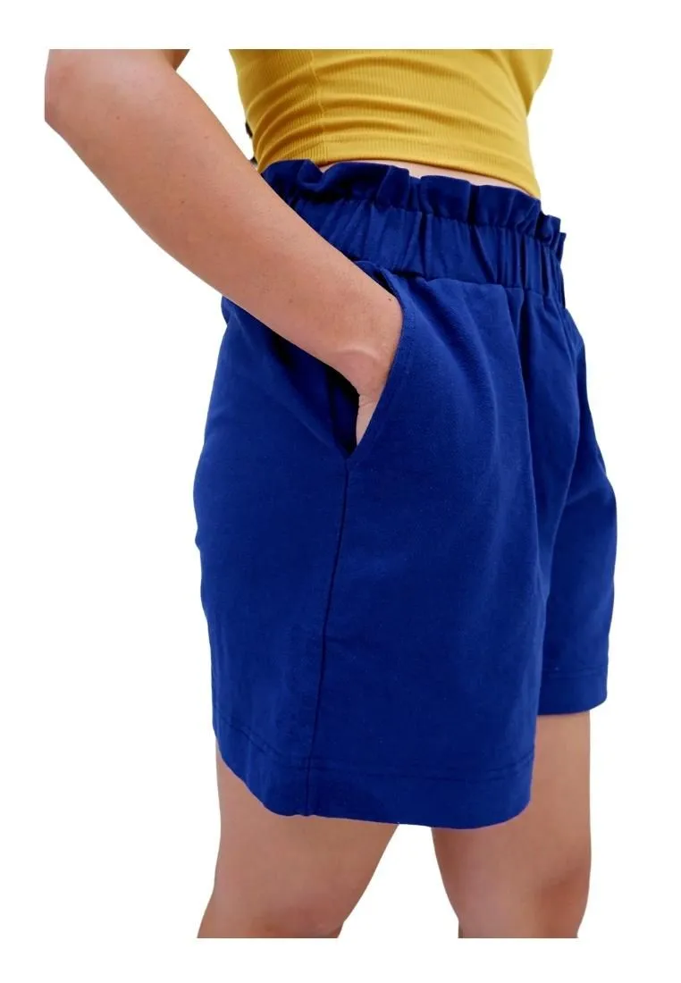 Landmark Hi-Waist Paper Bag Shorts for Girls teens - Navy Blue