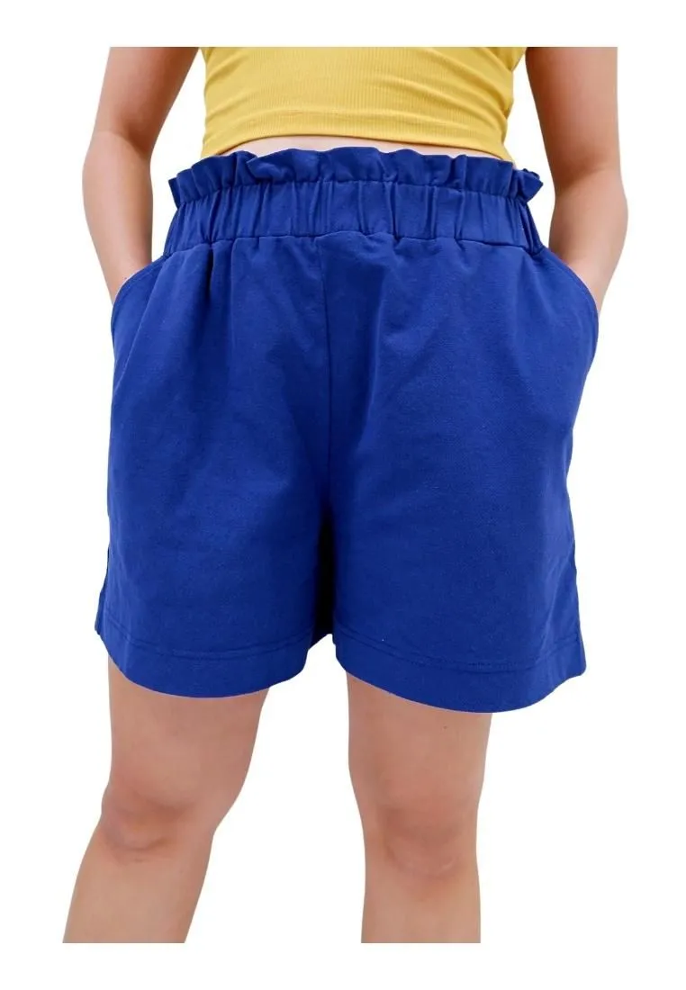 Landmark Hi-Waist Paper Bag Shorts for Girls teens - Navy Blue