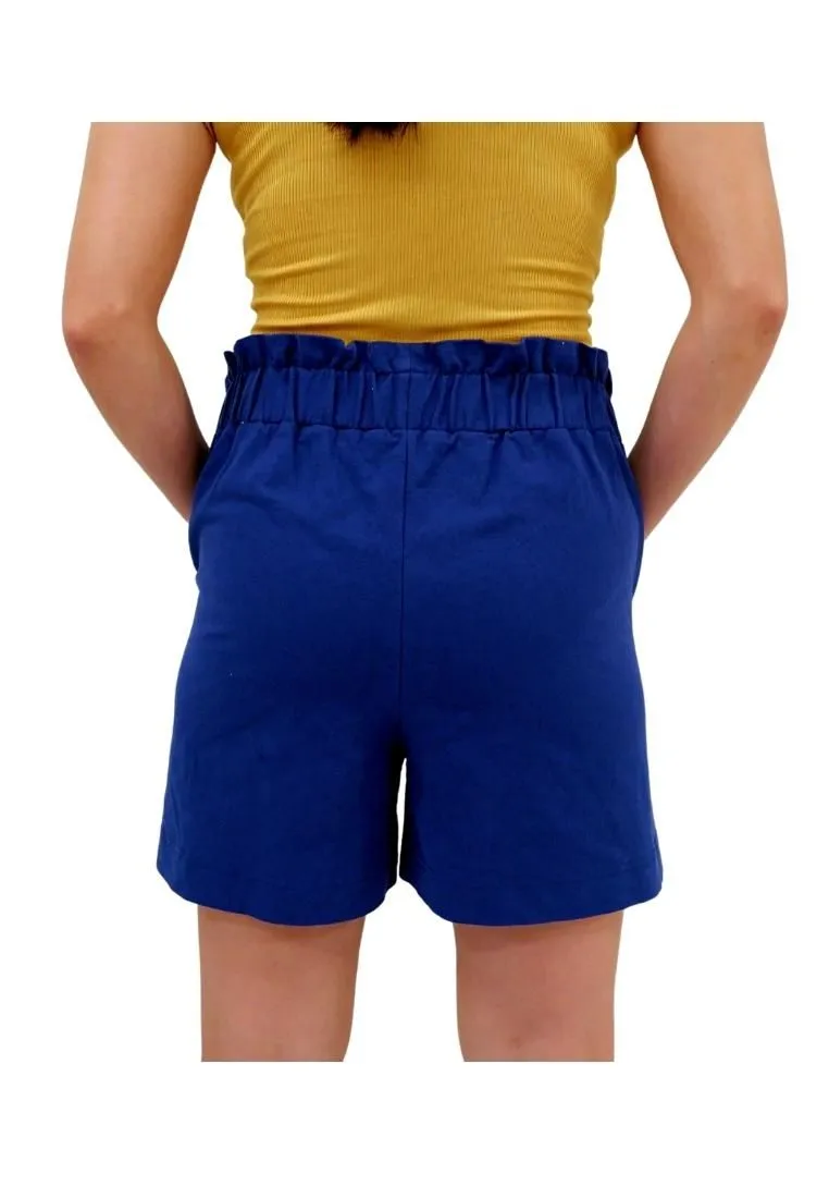 Landmark Hi-Waist Paper Bag Shorts for Girls teens - Navy Blue