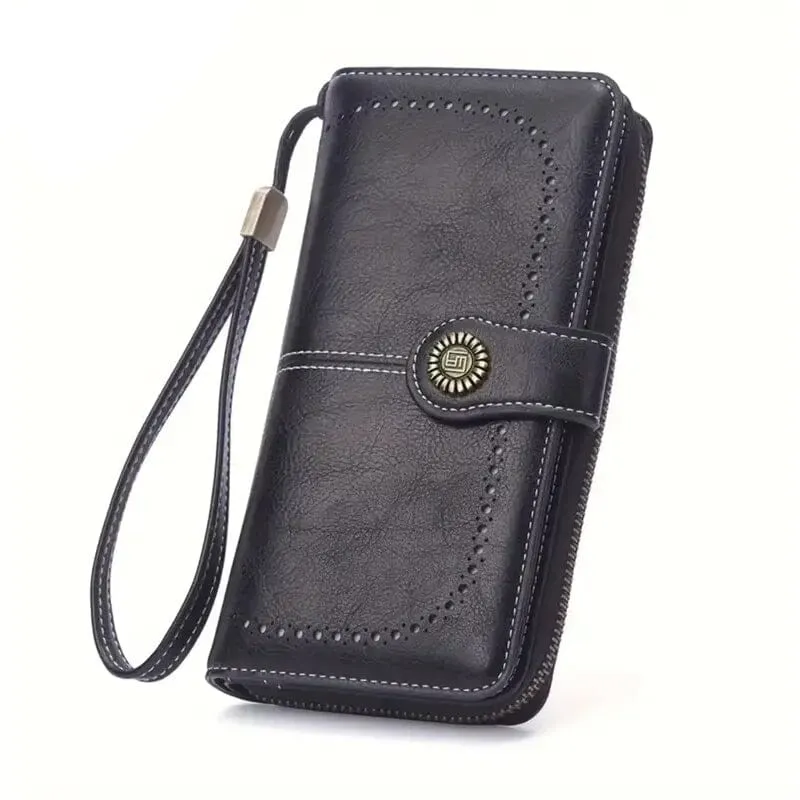 Leather Large Capacity Wallet Purse with RFID Blocking