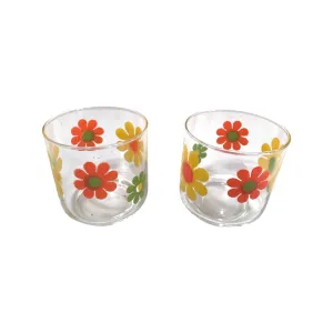 Libbey Mid-Century Retro Flower Power Glasses (Set of 2)