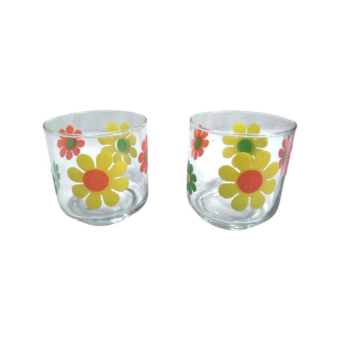 Libbey Mid-Century Retro Flower Power Glasses (Set of 2)